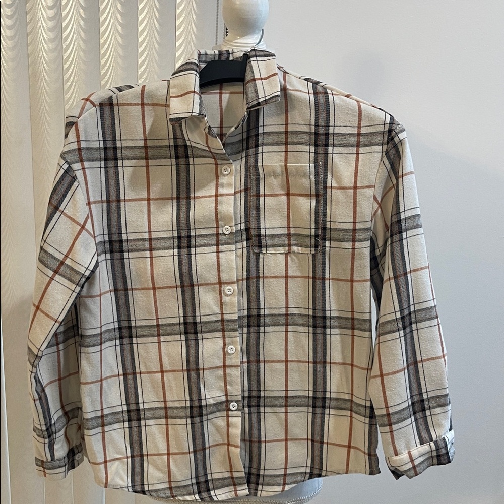 SHEIN Multicolor Plaid Button-Down Shirt size 12 kids